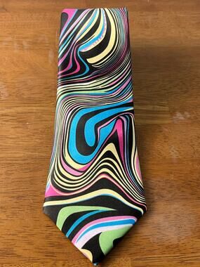 Barry Wang Silk Necktie Psychedelic Funky Prom Homecoming Glam Party NWT